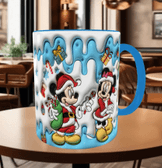Mickey Noel yılbaşı Baskı içi ve Kulpu Renkli Kupa