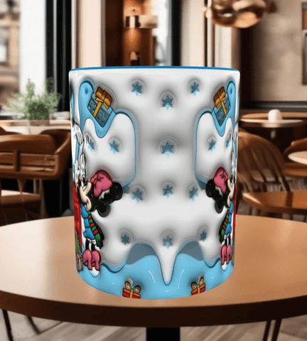 Mickey Noel yılbaşı Baskı içi ve Kulpu Renkli Kupa