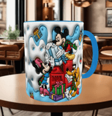 Mickey Noel yılbaşı Baskı içi ve Kulpu Renkli Kupa