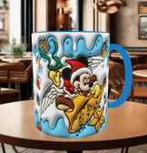 Mickey Noel yılbaşı Baskı içi ve Kulpu Renkli Kupa