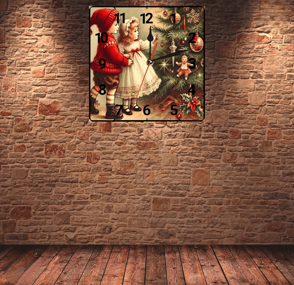 Noel gecesi christmas vintage baskı metal hediyelik dekoratif kaliteli duvar saati