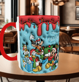 Mickey Noel yılbaşı Baskı içi ve Kulpu Renkli Kupa