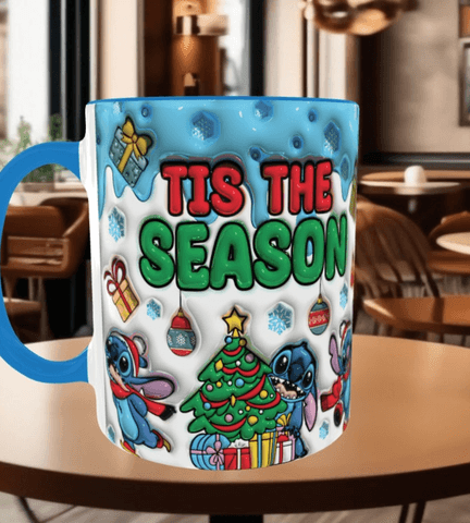 Stitch Noel yılbaşı Baskı içi ve Kulpu Renkli Kupa