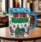 Stitch Noel yılbaşı Baskı içi ve Kulpu Renkli Kupa