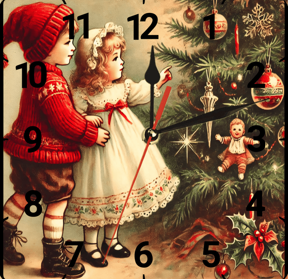 Noel gecesi christmas vintage baskı metal hediyelik dekoratif kaliteli duvar saati