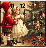 Noel gecesi christmas vintage baskı metal hediyelik dekoratif kaliteli duvar saati