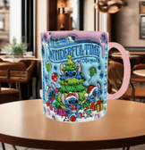 Stitch Noel yılbaşı Baskı içi ve Kulpu Renkli Kupa