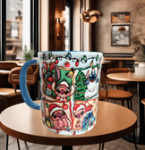 Stitch Noel yılbaşı Baskı içi ve Kulpu Renkli Kupa