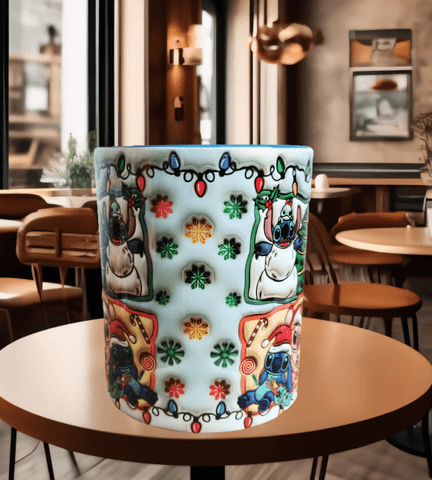 Stitch Noel yılbaşı Baskı içi ve Kulpu Renkli Kupa