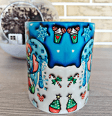 Stitch Noel yılbaşı Baskı içi ve Kulpu Renkli Kupa