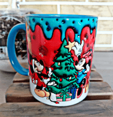 Mickey Noel yılbaşı Baskı içi ve Kulpu Renkli Kupa