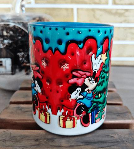 Mickey Noel yılbaşı Baskı içi ve Kulpu Renkli Kupa
