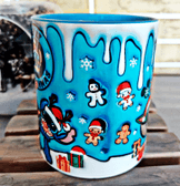 Stitch Noel yılbaşı Baskı içi ve Kulpu Renkli Kupa