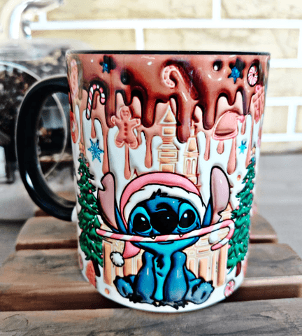 Stirch Noel yılbaşı Baskı içi ve Kulpu Renkli Kupa