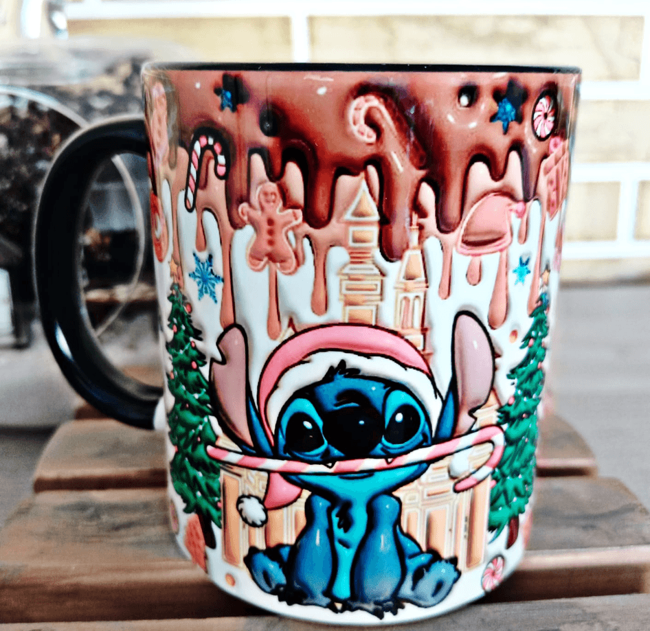 Stirch Noel yılbaşı Baskı içi ve Kulpu Renkli Kupa