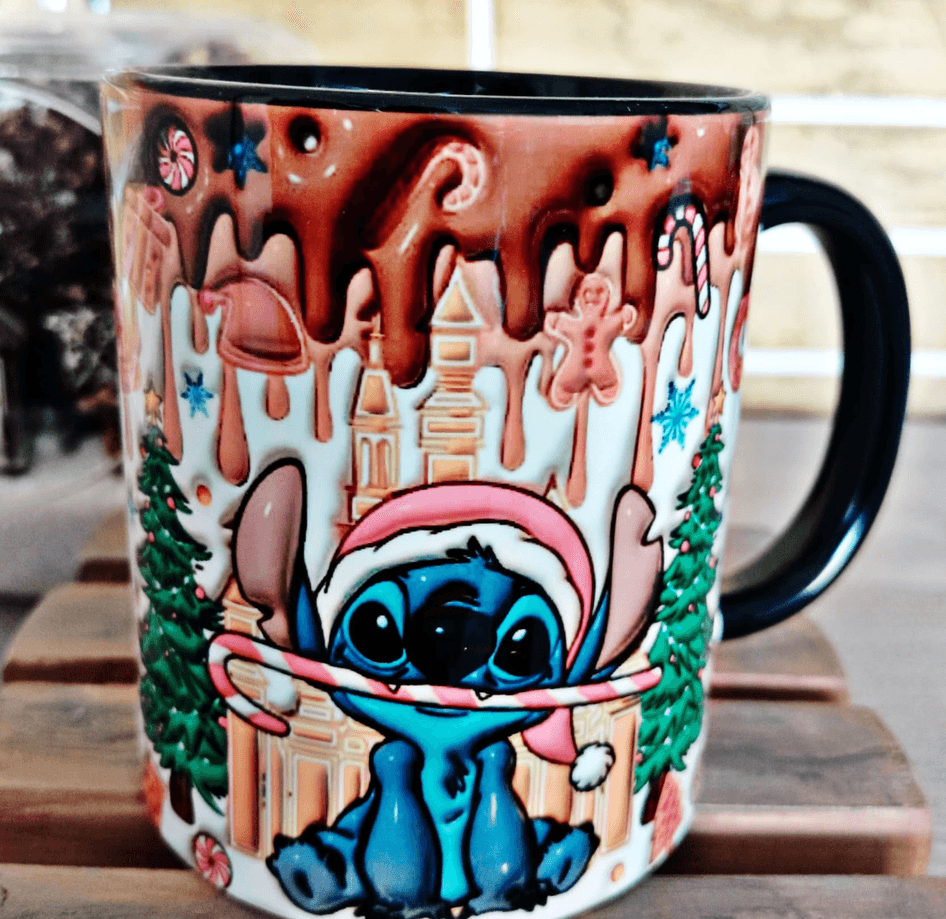 Stirch Noel yılbaşı Baskı içi ve Kulpu Renkli Kupa