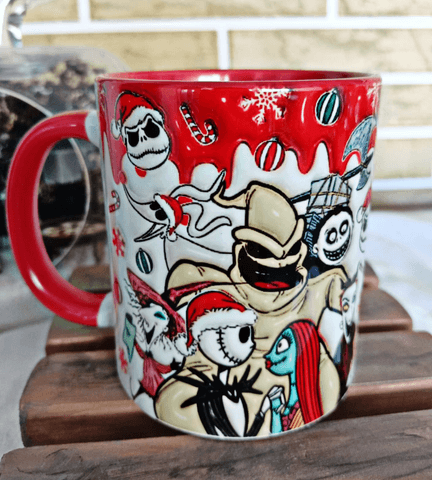 Skellington Noel yılbaşı Baskı içi ve Kulpu Renkli Kupa