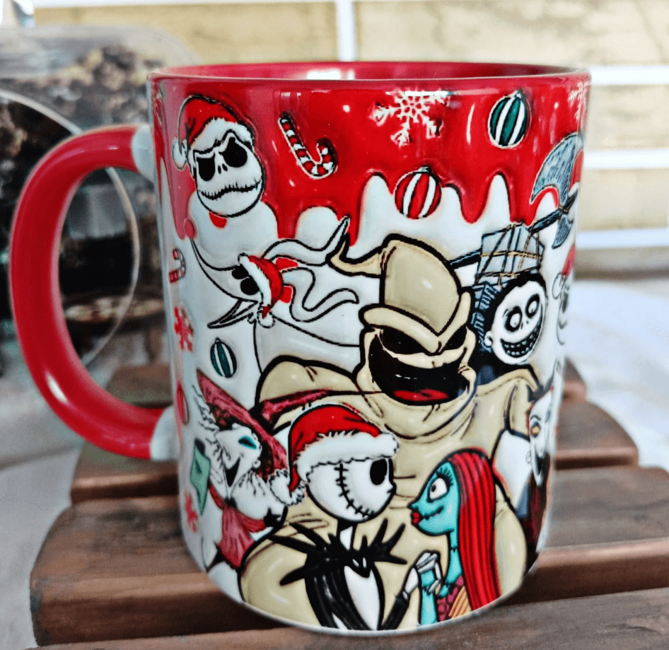 Skellington Noel yılbaşı Baskı içi ve Kulpu Renkli Kupa