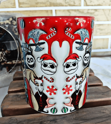 Skellington Noel yılbaşı Baskı içi ve Kulpu Renkli Kupa