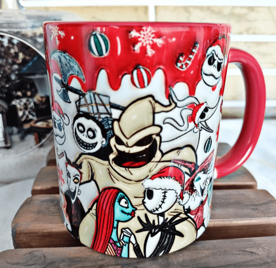Skellington Noel yılbaşı Baskı içi ve Kulpu Renkli Kupa