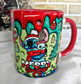 Stitch Noel yılbaşı Baskı içi ve Kulpu Renkli Kupa