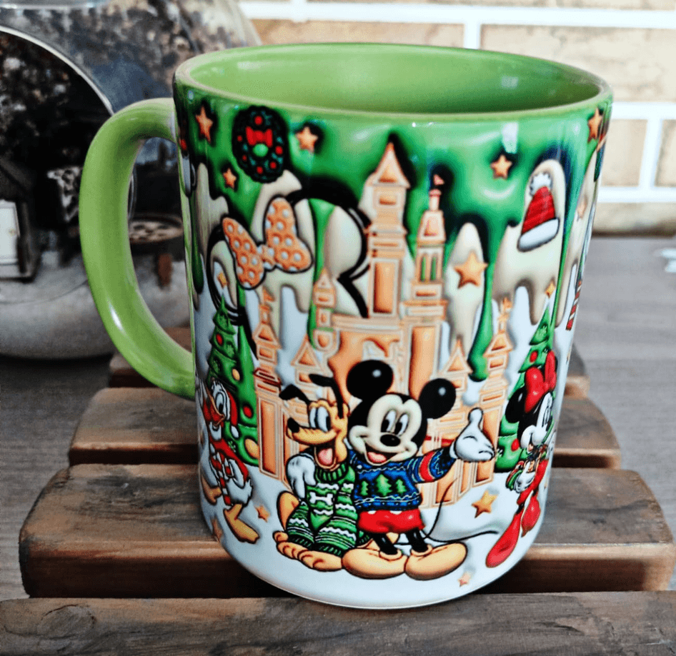 Mickey Noel yılbaşı Baskı içi ve Kulpu Renkli Kupa