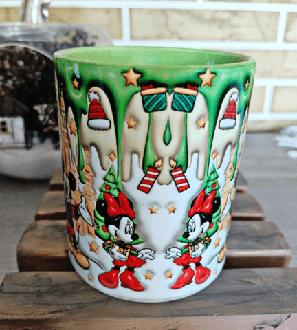 Mickey Noel yılbaşı Baskı içi ve Kulpu Renkli Kupa