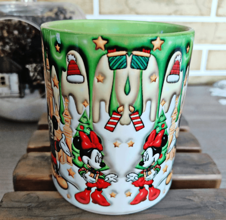 Mickey Noel yılbaşı Baskı içi ve Kulpu Renkli Kupa