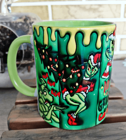 Grinch Noel yılbaşı Baskı içi ve Kulpu Renkli Kupa