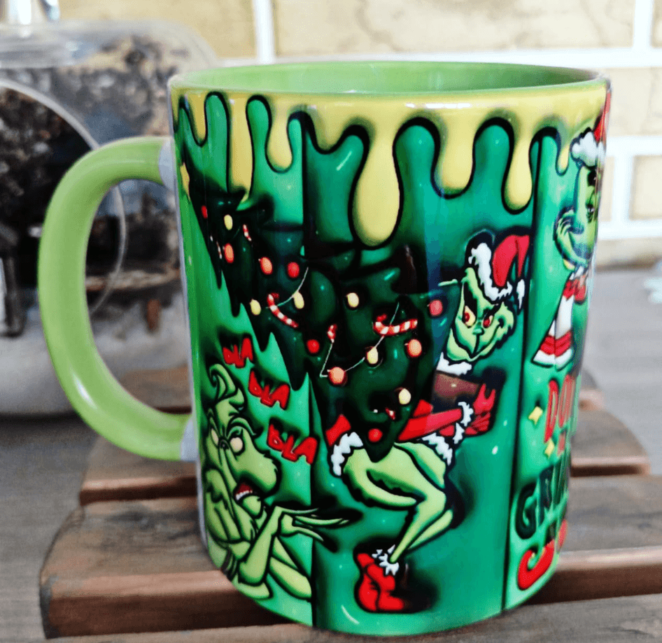 Grinch Noel yılbaşı Baskı içi ve Kulpu Renkli Kupa