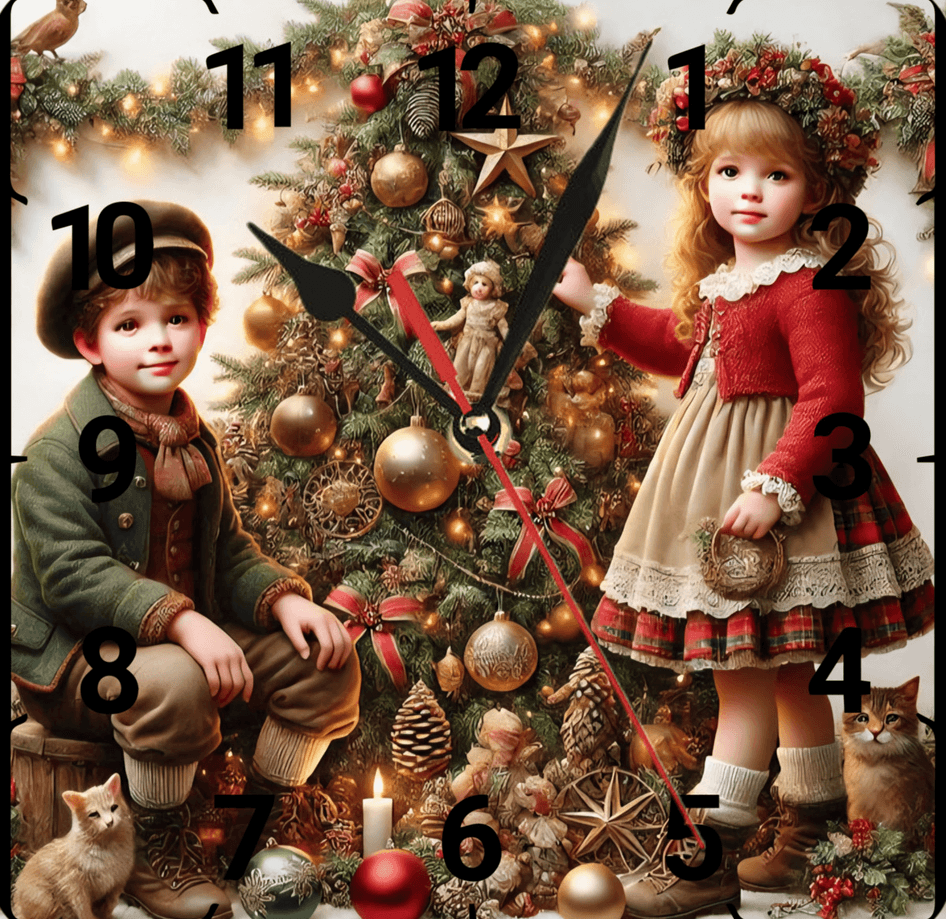 Noel gecesi christmas vintage baskı metal hediyelim dekoratif kaliteli duvar saati