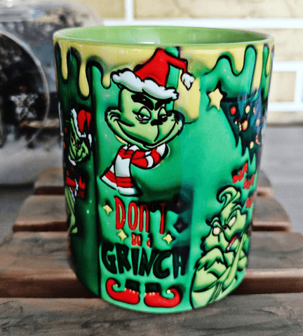 Grinch Noel yılbaşı Baskı içi ve Kulpu Renkli Kupa