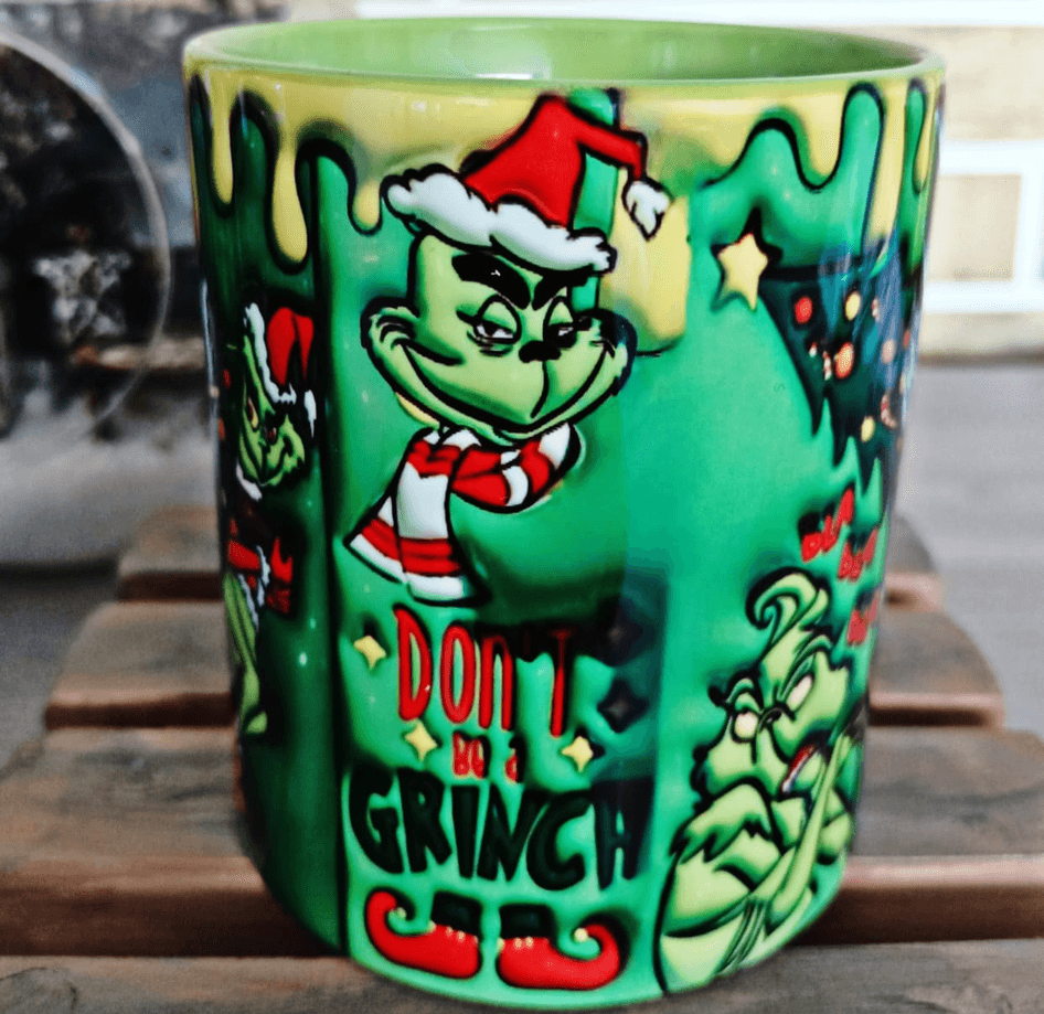 Grinch Noel yılbaşı Baskı içi ve Kulpu Renkli Kupa