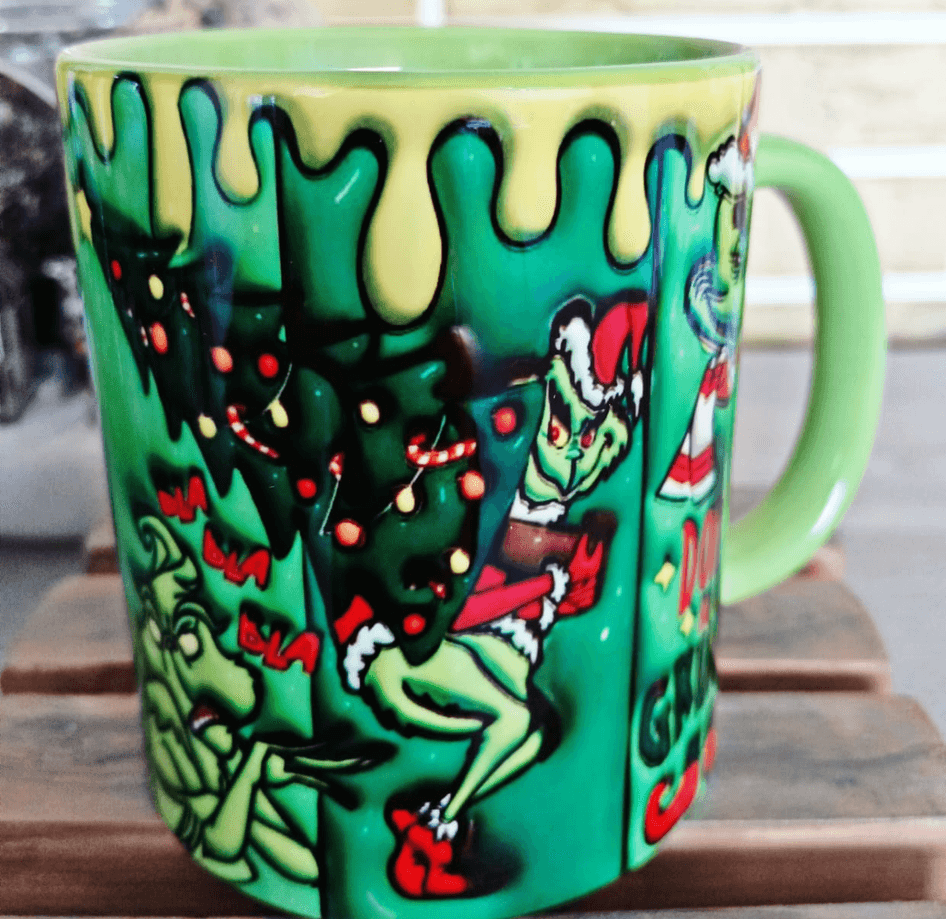 Grinch Noel yılbaşı Baskı içi ve Kulpu Renkli Kupa