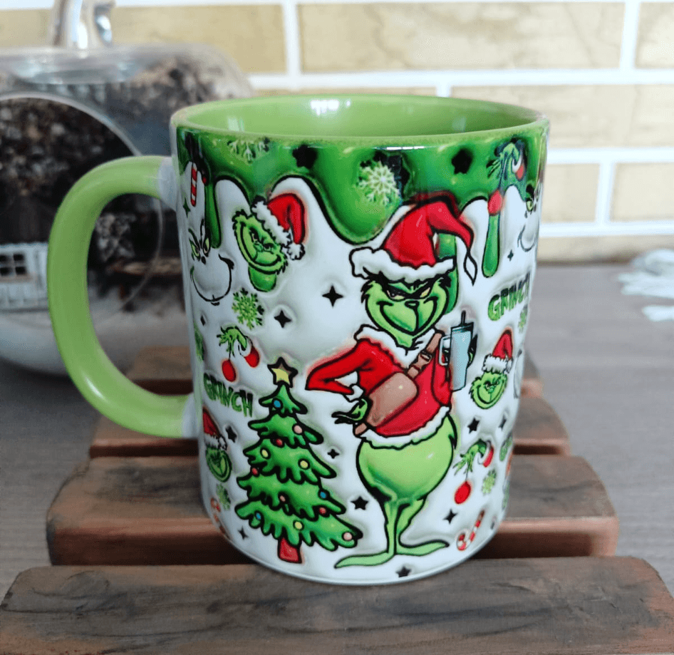 Grinch Noel yılbaşı Baskı içi ve Kulpu Renkli Kupa