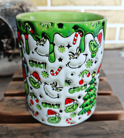 Grinch Noel yılbaşı Baskı içi ve Kulpu Renkli Kupa