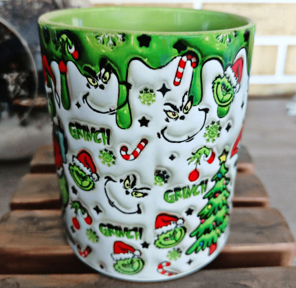 Grinch Noel yılbaşı Baskı içi ve Kulpu Renkli Kupa