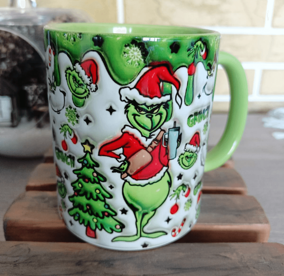 Grinch Noel yılbaşı Baskı içi ve Kulpu Renkli Kupa