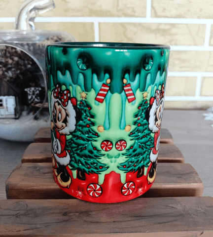 Mickey Noel yılbaşı Baskı içi ve Kulpu Renkli Kupa