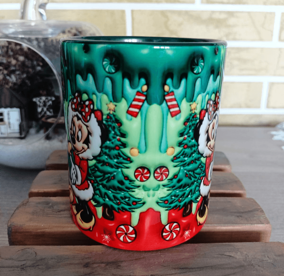 Mickey Noel yılbaşı Baskı içi ve Kulpu Renkli Kupa