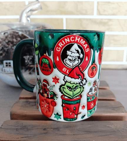 Grinch Noel yılbaşı Baskı içi ve Kulpu Renkli Kupa