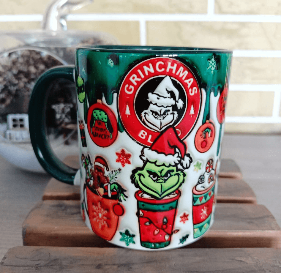 Grinch Noel yılbaşı Baskı içi ve Kulpu Renkli Kupa