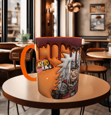 One piece Baskı içi ve Kulpu Renkli Kupa