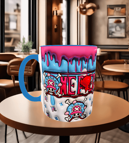 One piece Baskı içi ve Kulpu Renkli Kupa