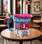 One piece Baskı içi ve Kulpu Renkli Kupa