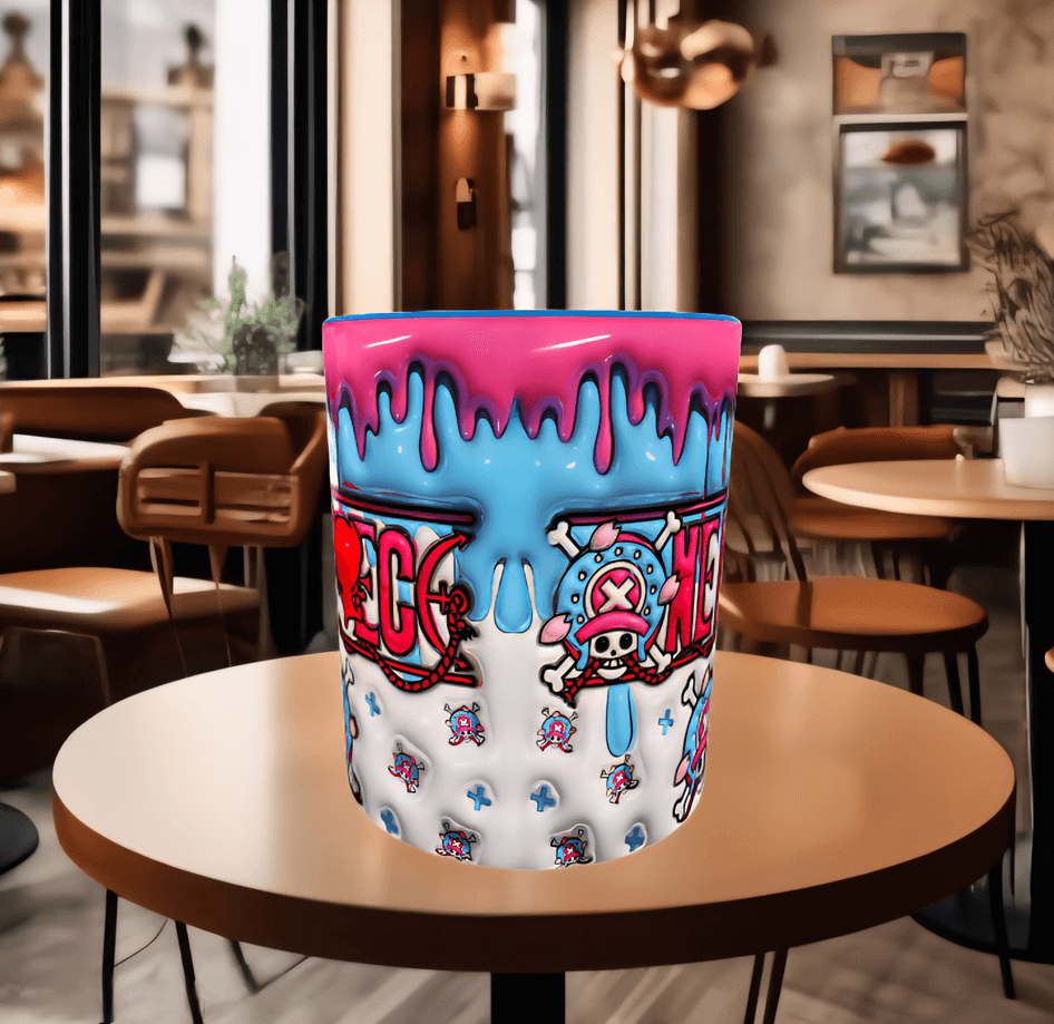 One piece Baskı içi ve Kulpu Renkli Kupa