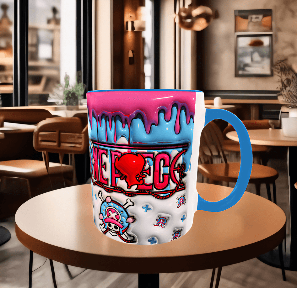 One piece Baskı içi ve Kulpu Renkli Kupa