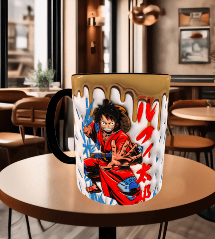 One piece Baskı içi ve Kulpu Renkli Kupa