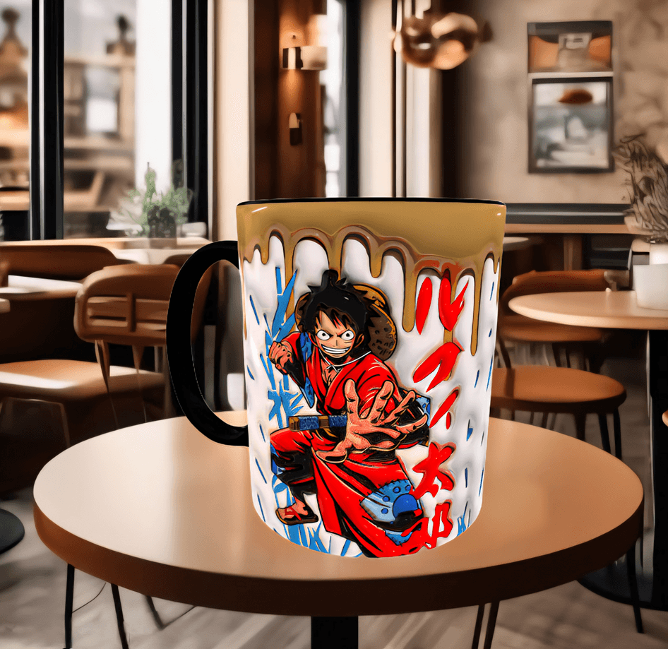 One piece Baskı içi ve Kulpu Renkli Kupa