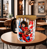 One piece Baskı içi ve Kulpu Renkli Kupa